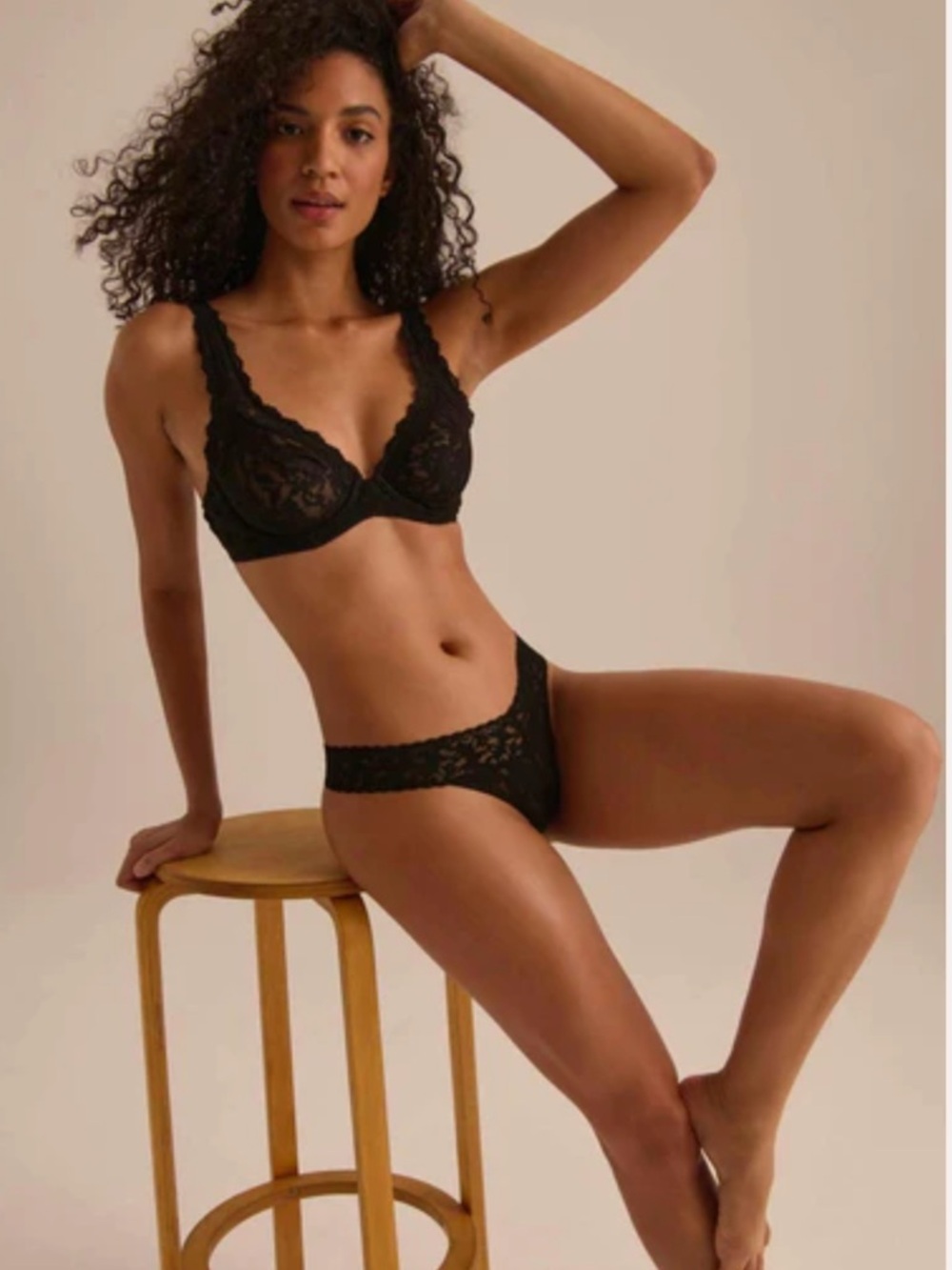 Hanky Panky Black Lace Unlined Underwire Bra Size 38D